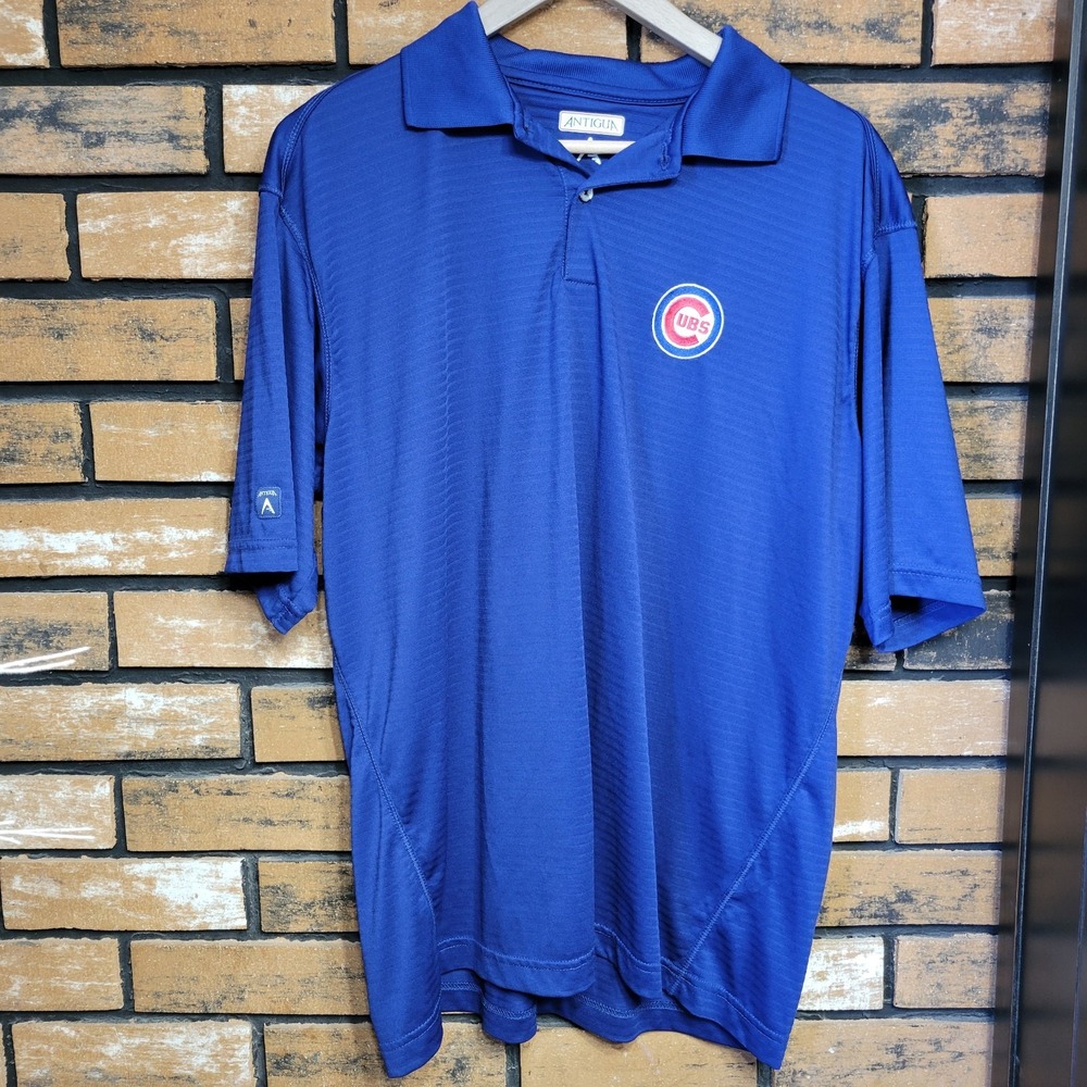 Chicago Cubs Shirt Mens Medium Blue Antigua Polo‎ Performance Baseball MLB